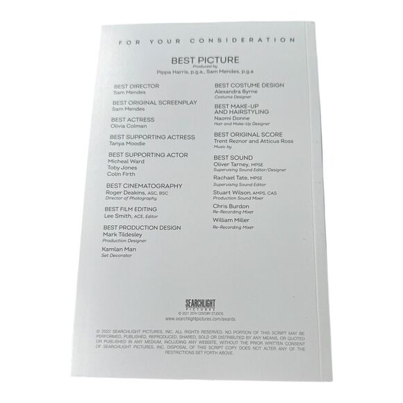 Empire of Light For Your Consideration FYC DVD Screenplay 2022 Sam‎ Mendes - Picture 6 of 6